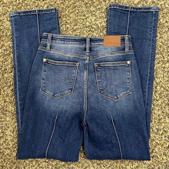 Judy Blue Front Seam Cuffed Straight Leg Jeans High Waist size 28 - Picture 5 of 9
